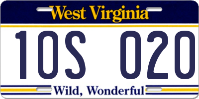 WV license plate 1OS020