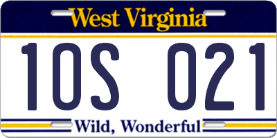 WV license plate 1OS021