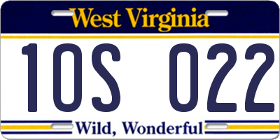 WV license plate 1OS022