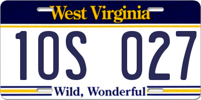 WV license plate 1OS027