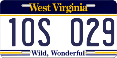 WV license plate 1OS029