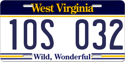 WV license plate 1OS032