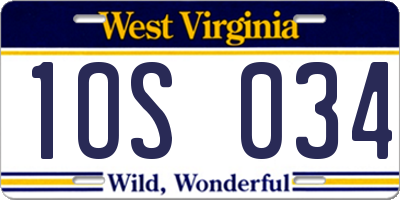 WV license plate 1OS034