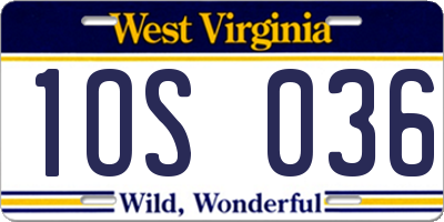 WV license plate 1OS036