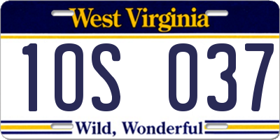 WV license plate 1OS037