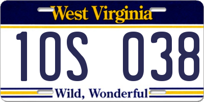 WV license plate 1OS038