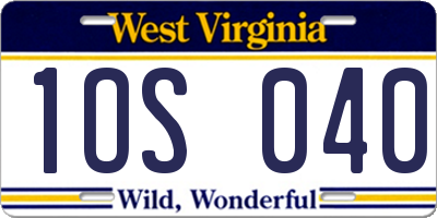 WV license plate 1OS040