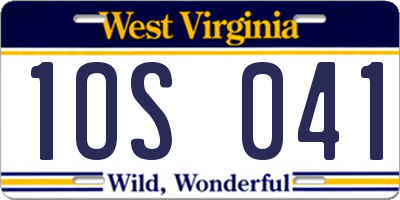 WV license plate 1OS041