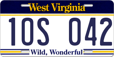WV license plate 1OS042
