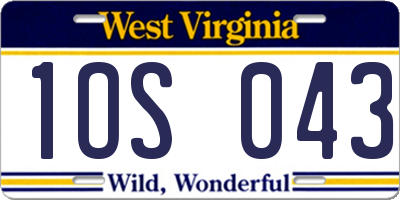 WV license plate 1OS043