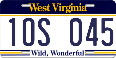 WV license plate 1OS045