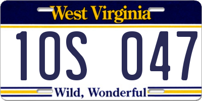 WV license plate 1OS047