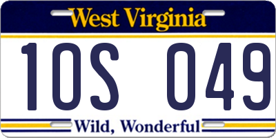 WV license plate 1OS049