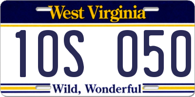 WV license plate 1OS050