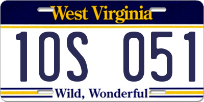 WV license plate 1OS051