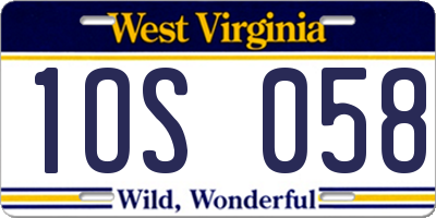 WV license plate 1OS058