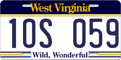WV license plate 1OS059