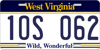 WV license plate 1OS062