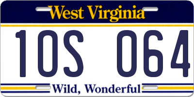 WV license plate 1OS064
