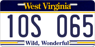 WV license plate 1OS065