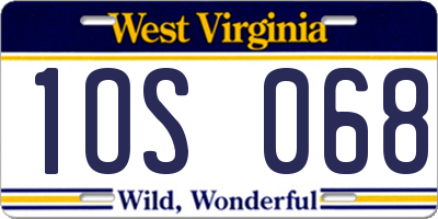 WV license plate 1OS068