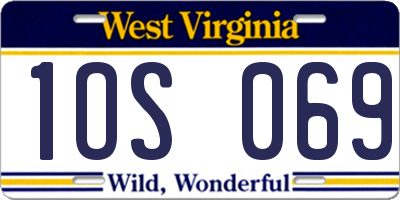 WV license plate 1OS069