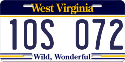 WV license plate 1OS072