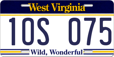 WV license plate 1OS075
