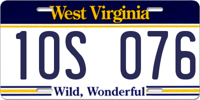 WV license plate 1OS076