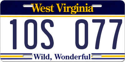 WV license plate 1OS077