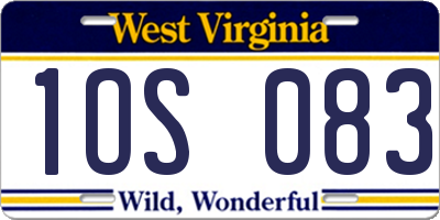 WV license plate 1OS083