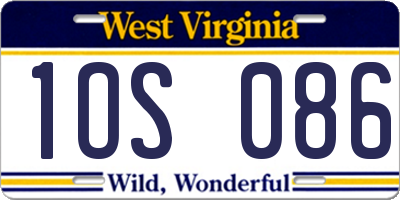 WV license plate 1OS086