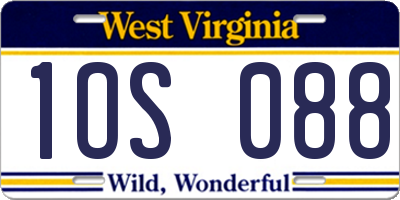 WV license plate 1OS088