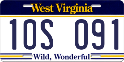 WV license plate 1OS091