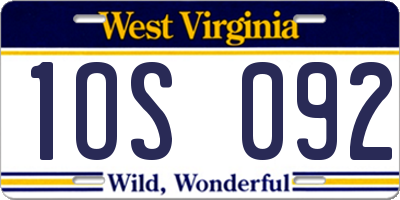 WV license plate 1OS092