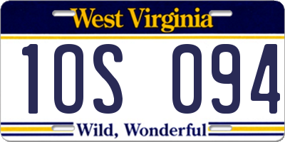 WV license plate 1OS094