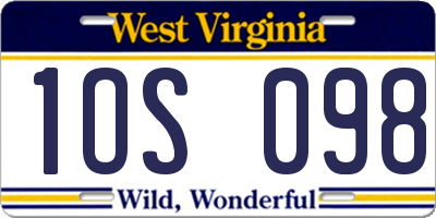 WV license plate 1OS098
