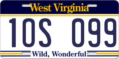 WV license plate 1OS099