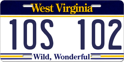 WV license plate 1OS102