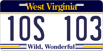 WV license plate 1OS103