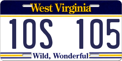WV license plate 1OS105