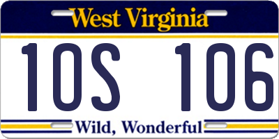 WV license plate 1OS106
