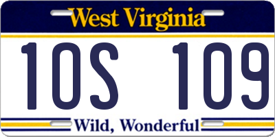 WV license plate 1OS109