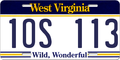 WV license plate 1OS113