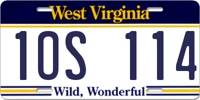 WV license plate 1OS114