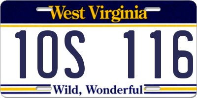 WV license plate 1OS116
