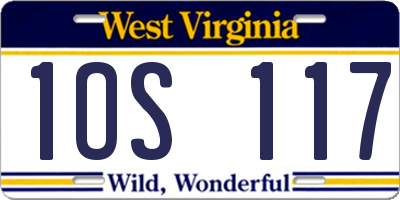 WV license plate 1OS117