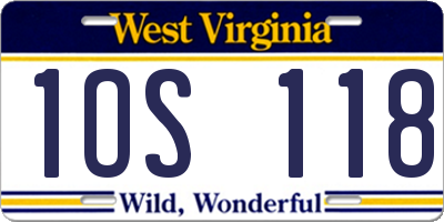 WV license plate 1OS118