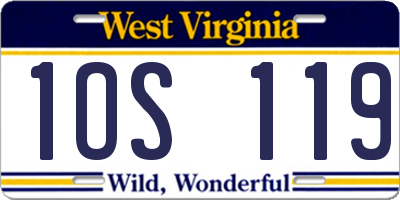 WV license plate 1OS119