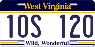 WV license plate 1OS120